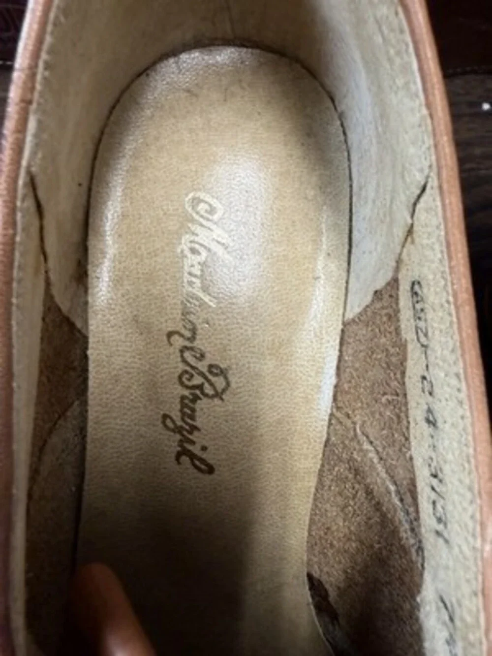 Vtg 70s Kiltie Oxford Heels Brown Leather Brogue Wingtip Grannycore 7.5B Brazil